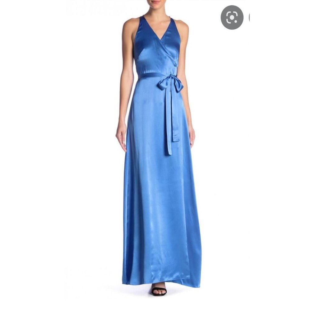 DVF Satin Sleeveless Wrap Maxi Dress